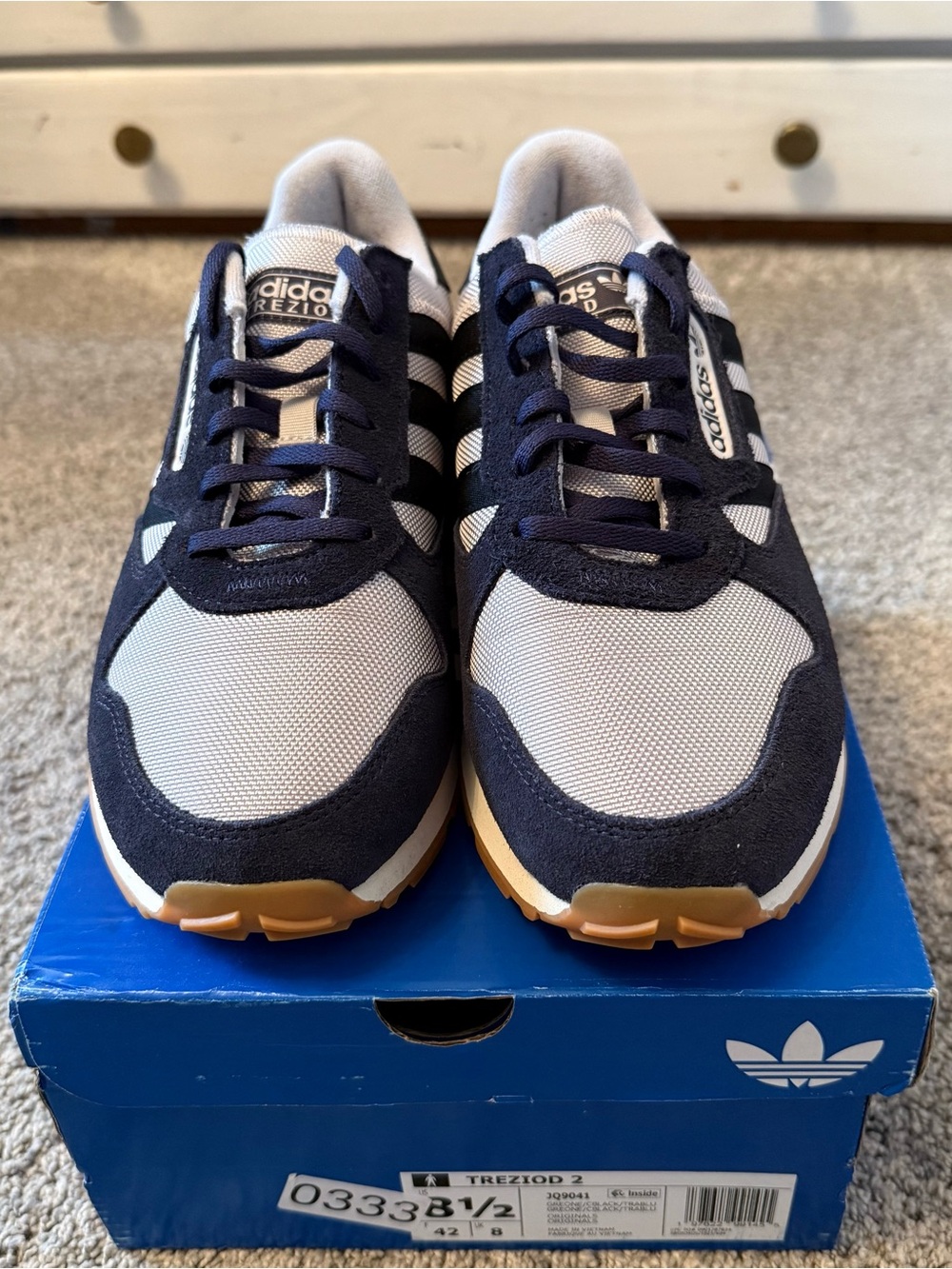 Adidas Treziod 2 Navy Suede Gray Black White Gum Bottom 8.5m 9.5w